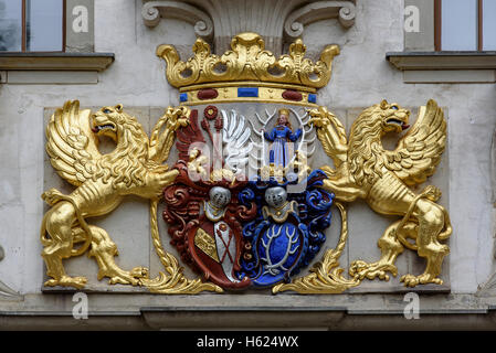 Stemma a Palazzo Vecchio in Fürst Pückler Park, Bad Muskau, in Sassonia, Germania, Europa, dall'UNESCO Patrimonio Mondiale Foto Stock