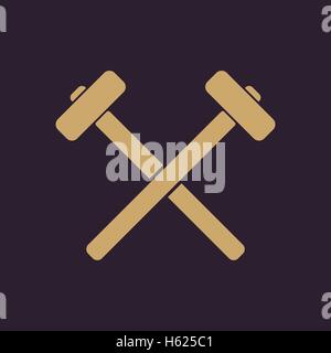 L'icona con il martello. Mazza simbolo. Appartamento Illustrazione Vettoriale