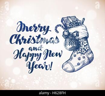 Buon Natale e Felice Anno Nuovo. Vettore di disegno Illustrazione Vettoriale