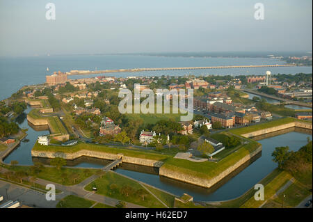 Stati Uniti d'America, Virginia, fotografia aerea di Fort Monroe in Hampton Foto Stock