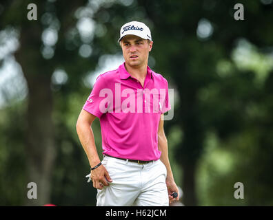 Kuala Lumpur, Malesia, 23 ottobre 2016. Noi golfista, Justin Thomas durante la giornata conclusiva del classico di salita 2016 a TPC Kuala Lumpur, Malesia, 23 ottobre 2016. Justin difendere il titolo di borsa USD 1,2 milioni di premio in denaro. Credito: nufa qaiesz/Alamy Live News Foto Stock