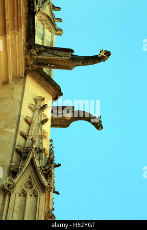 Le caratteristiche architettoniche sul Palais de Justice da Rue aux juifs, Rouen, Haute Normandie, Normandia, Francia Foto Stock