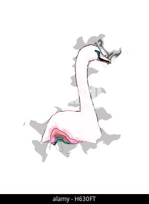 Migliorate digitalmente immagine di un cigno bianco nuotare nel fiume Danubio, Austria Foto Stock