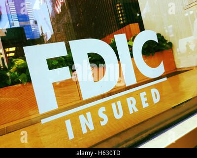 Banca membro FDIC Segno Foto Stock