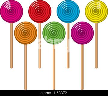 Sfondo Vettoriali Collezione di lecca-lecca colorati caramelle in forma di sfere Illustrazione Vettoriale
