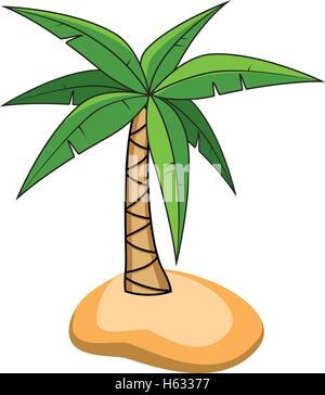 Vector cartoon di Palm tree su una piccola isola per gli sfondi di viaggio Illustrazione Vettoriale