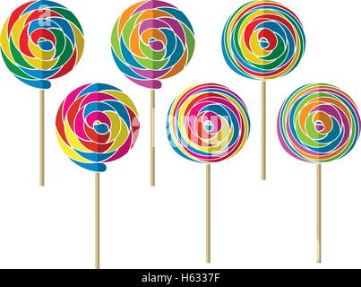 Vettore di impostare lo sfondo colorato e lollipop candy sfere Illustrazione Vettoriale