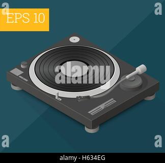 Dj giradischi isometrica illustrazione vettoriale Illustrazione Vettoriale