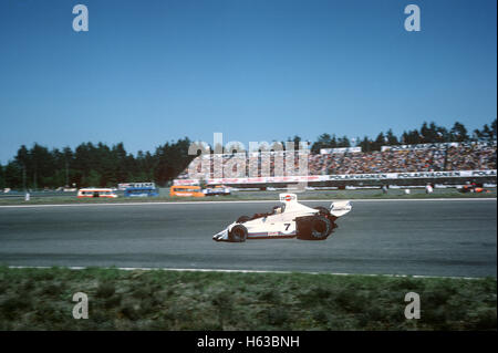 7 Carlos Reutemann nella sua Brabham Cosworth BT44B 2 finiti nel GP svedese di Anderstorp 8 Giugno 1975 Foto Stock