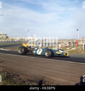 7 Jack Brabham nella sua Brabham Cosworth BT33 in pensione dal GP di Spagna, Jarama, 19 aprile 1970 Foto Stock