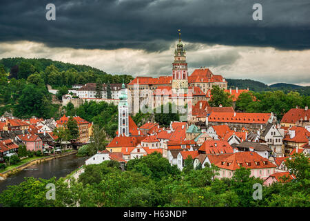 Luglio 2016, Urbano cattura di Cesky Krumlov (Repubblica Ceca) Foto Stock