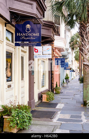 Negozi nel quartiere storico di Charleston, Carolina del Sud Foto Stock