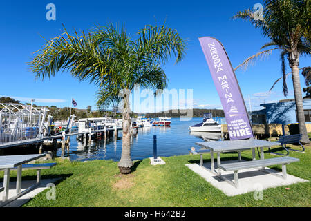 Narooma Marina su ingresso Wagonga, Nuovo Galles del Sud, NSW, Australia Foto Stock
