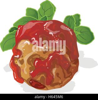Polpette con salsa al pomodoro illustrazione vettoriale Illustrazione Vettoriale