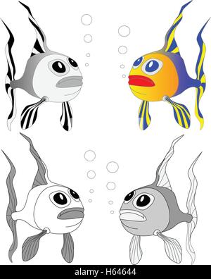 Pesce simpatico cartoon vettore isolato Illustrazione Vettoriale