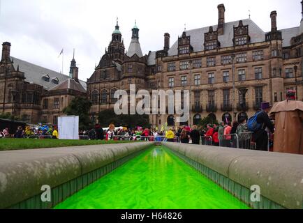 Sheffield peace gardens town hall verde acqua Foto Stock