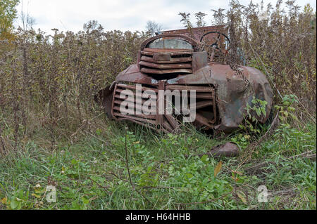 Arrugginimento corpo del vecchio carrello GMC Foto Stock