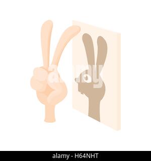 Coniglio, shadow icona dei burattini, stile cartoon Illustrazione Vettoriale