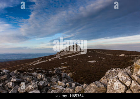 Manstone Rock sulla Stiperstones, vicino Snailbeach, Shropshire, Inghilterra, Regno Unito Foto Stock