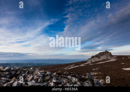 Manstone Rock sulla Stiperstones, vicino Snailbeach, Shropshire, Inghilterra, Regno Unito Foto Stock