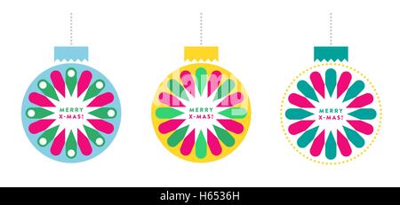 Serie di bellissimi vettore colorato albero di natale di sfere per il vostro invito / biglietto di auguri Illustrazione Vettoriale