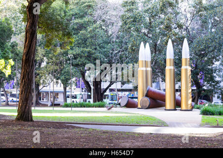 Statua conmemorating WWII in Hyde Park (Sydney) Foto Stock