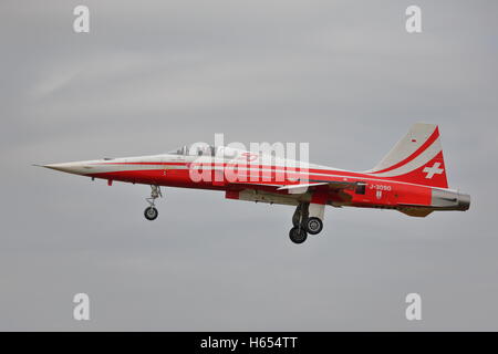 Patrouille Suisse aerobatic team display con loro Northrop F-5E Tiger II A RIAT Fairford 2014 Foto Stock