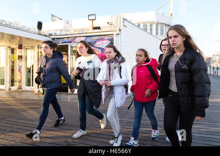 Adolescenti del Regno Unito; sei ragazze adolescenti, Brighton, East Sussex Inghilterra UK Foto Stock