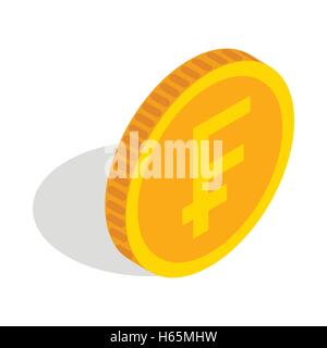 Moneta in oro con Swiss Frank icona segno Illustrazione Vettoriale