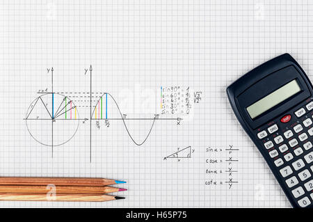 Funzione sinusoidale - Concetto di matematica Foto Stock