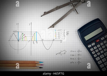 Funzione sinusoidale - Concetto di matematica Foto Stock