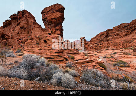 Le formazioni rocciose in il Parco della Valle di Fire State, Nevada Foto Stock