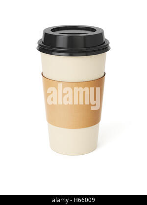 Prendi il caffè nella tazza termica. Isolato su uno sfondo bianco estrarre la calotta. 3D rendering immagine Foto Stock