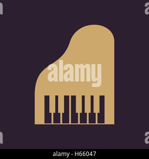 Il pianoforte e la relativa icona. La musica e il pianista, musicista, sintetizzatore simbolo. Appartamento Illustrazione Vettoriale