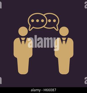 I negoziati e la relativa icona. Il dibattito e il dialogo, discussione, conversazioni di simbolo. Appartamento Illustrazione Vettoriale