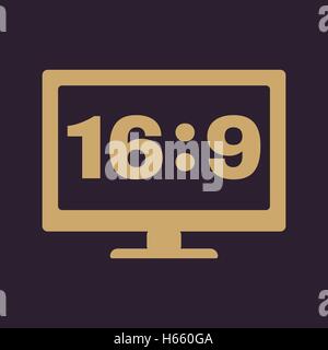 Il rapporto di aspetto 16 9 icona widescreen. Tv e video simbolo Illustrazione Vettoriale
