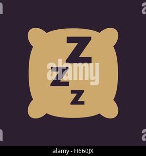 La icona di cuscini. Cuscino e sogno, dormire, hotel, ostello, simbolo. Appartamento Illustrazione Vettoriale