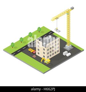 Casa isometrica in costruzione Illustrazione Vettoriale