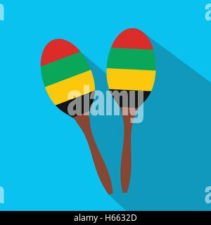 2 maracas icona piatta Illustrazione Vettoriale