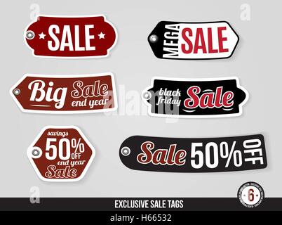 Vettore di esclusiva di vendita Tags, etichette Illustrazione Vettoriale