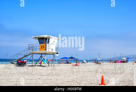 Mission Beach in una giornata estiva. San Diego, California, Stati Uniti. Fotografato con un effetto di esposizione multipla. Foto Stock