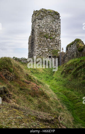 La rovina del vecchio faro all'entrata del vecchio capo di Kinsale golf links, County Cork, Irlanda Foto Stock