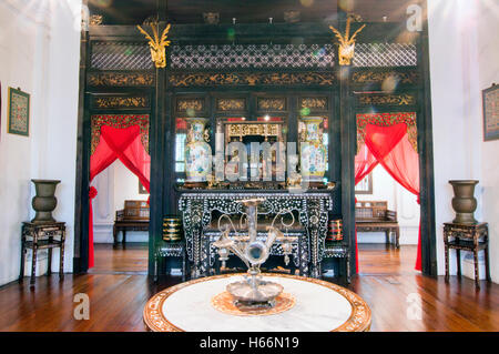 Al piano di sopra la lobby, Pinang Peranakan, Museo Lebuh Gereja, Georgetown, Penang, Malaysia Foto Stock