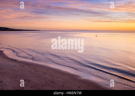 Tramonto a Adelaide la spiaggia di Brighton, Adelaide Australia Foto Stock