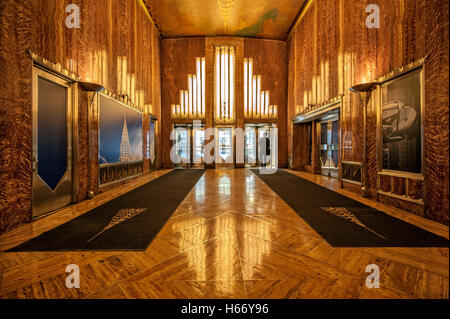 Chrysler Building lobby Art Deco, W 42nd Street, Lexington Avenue, Midtown Manhattan, New York City Foto Stock