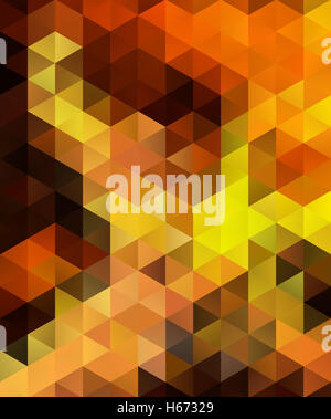 Abstract geometrico con sfondo arancione e triangoli gialli Foto Stock