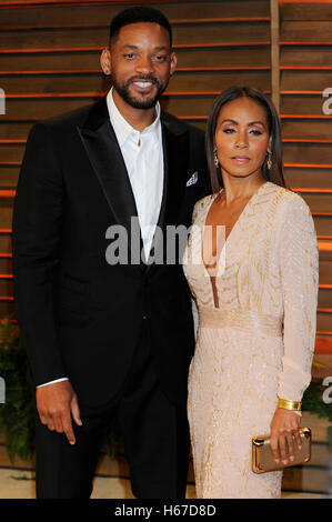 Will Smith e la moglie Jada Pinkett Smith assiste il 2014 Vanity Fair Oscar Party il 2 marzo 2014 in West Hollywood, California. Foto Stock