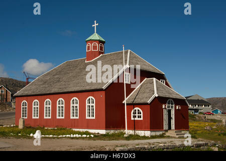 L'Europa, Groenlandia, Kujalleq comune, Qaqortoq, luterana Frelserens Kirke (Salvatore la Chiesa - XIX secolo) Foto Stock