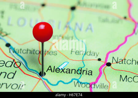 Alessandria imperniata su una mappa della Louisiana, Stati Uniti d'America Foto Stock