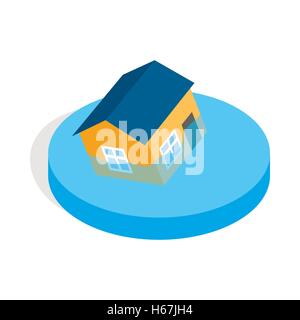 Casa nel naufragio di una icona di acqua isometrica 3d style Illustrazione Vettoriale